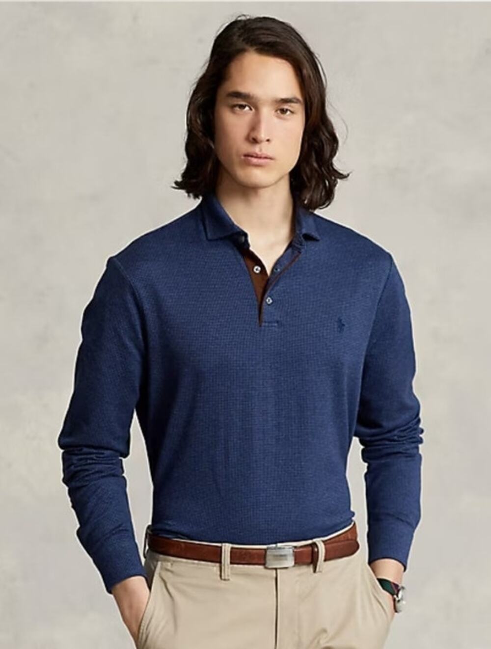 Polo Ralph Lauren Custom Slim Fit Jacquard Polo Long Sleeve Shirt Size M